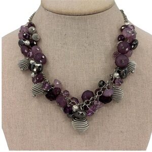 COLOR Purple and Silver Beaded Necklace